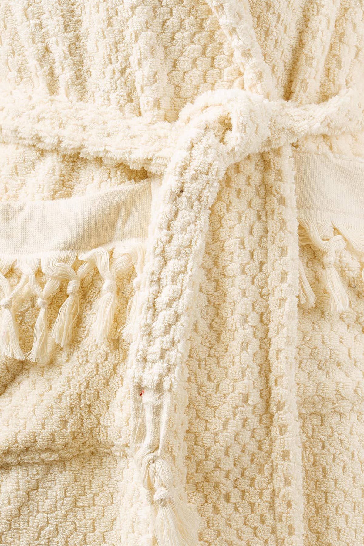Unique 100% Cotton Pockets Bathrobe, Bubble Handwoven Robe: Dried Rose / L-XL