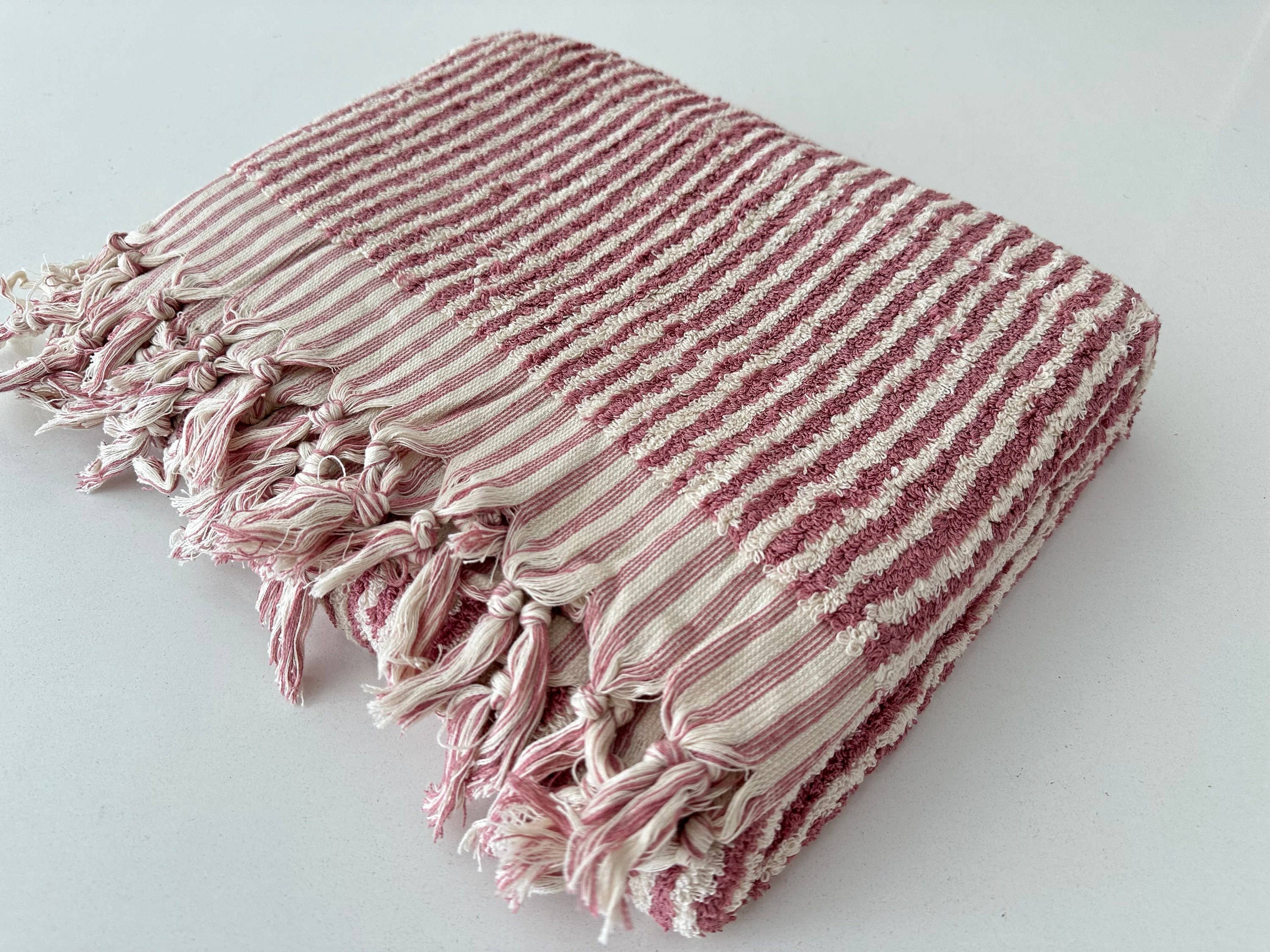 Bath Towel 36x 70, Beach Towel, Soft Thick Towel, Bathroom Bath Towel 36x 70, Beach Towel, Soft Thick Towel, Organic, Bathroom Stripes - Rose