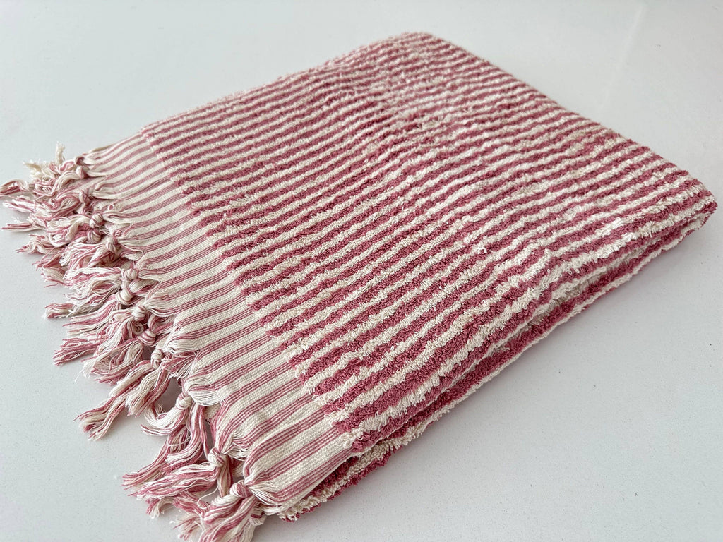 Bath Towel 36x 70, Beach Towel, Soft Thick Towel, Bathroom Bath Towel 36x 70, Beach Towel, Soft Thick Towel, Organic, Bathroom Stripes - Rose
