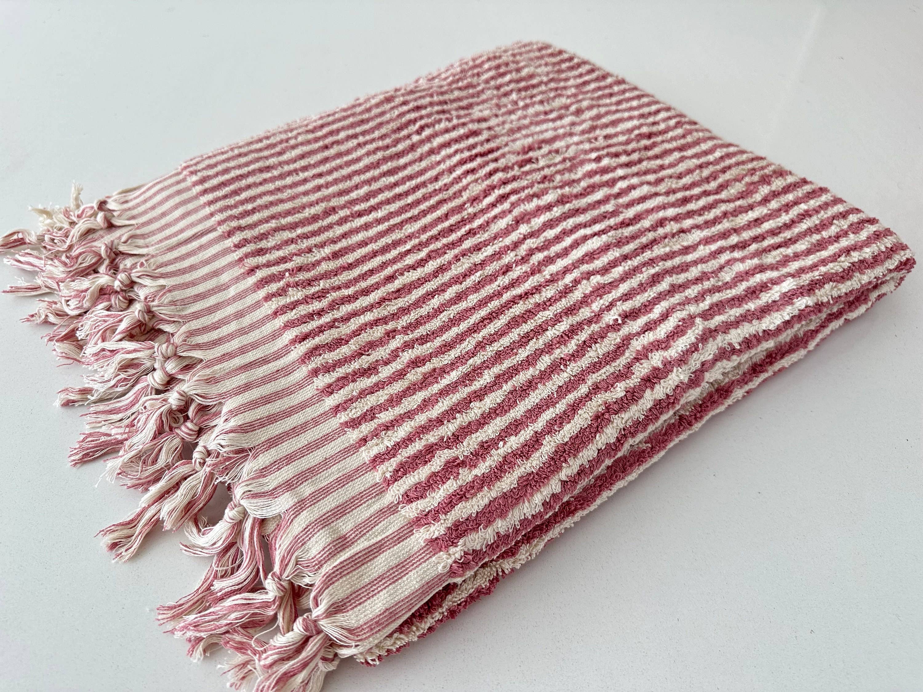 Bath Towel 36x 70, Beach Towel, Soft Thick Towel, Bathroom Bath Towel 36x 70, Beach Towel, Soft Thick Towel, Organic, Bathroom Stripes - Rose