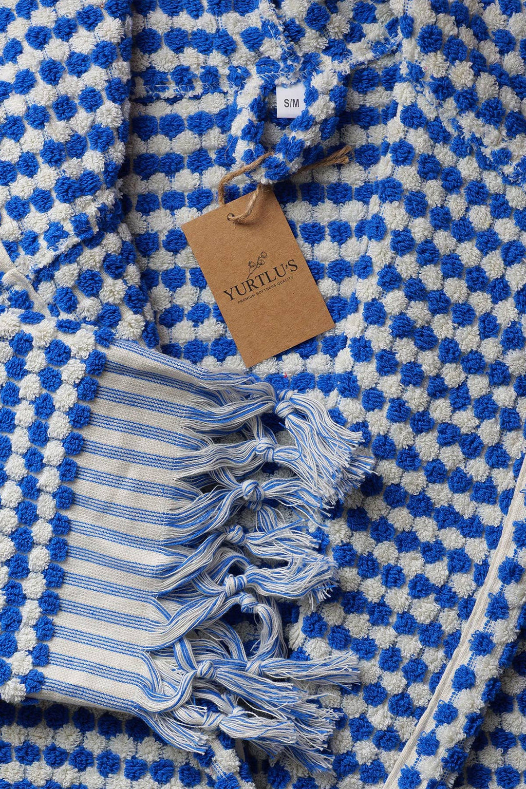 Unique 100% Cotton Pockets Bathrobe, Bubble Handwoven Robe: Dried Rose / L-XL