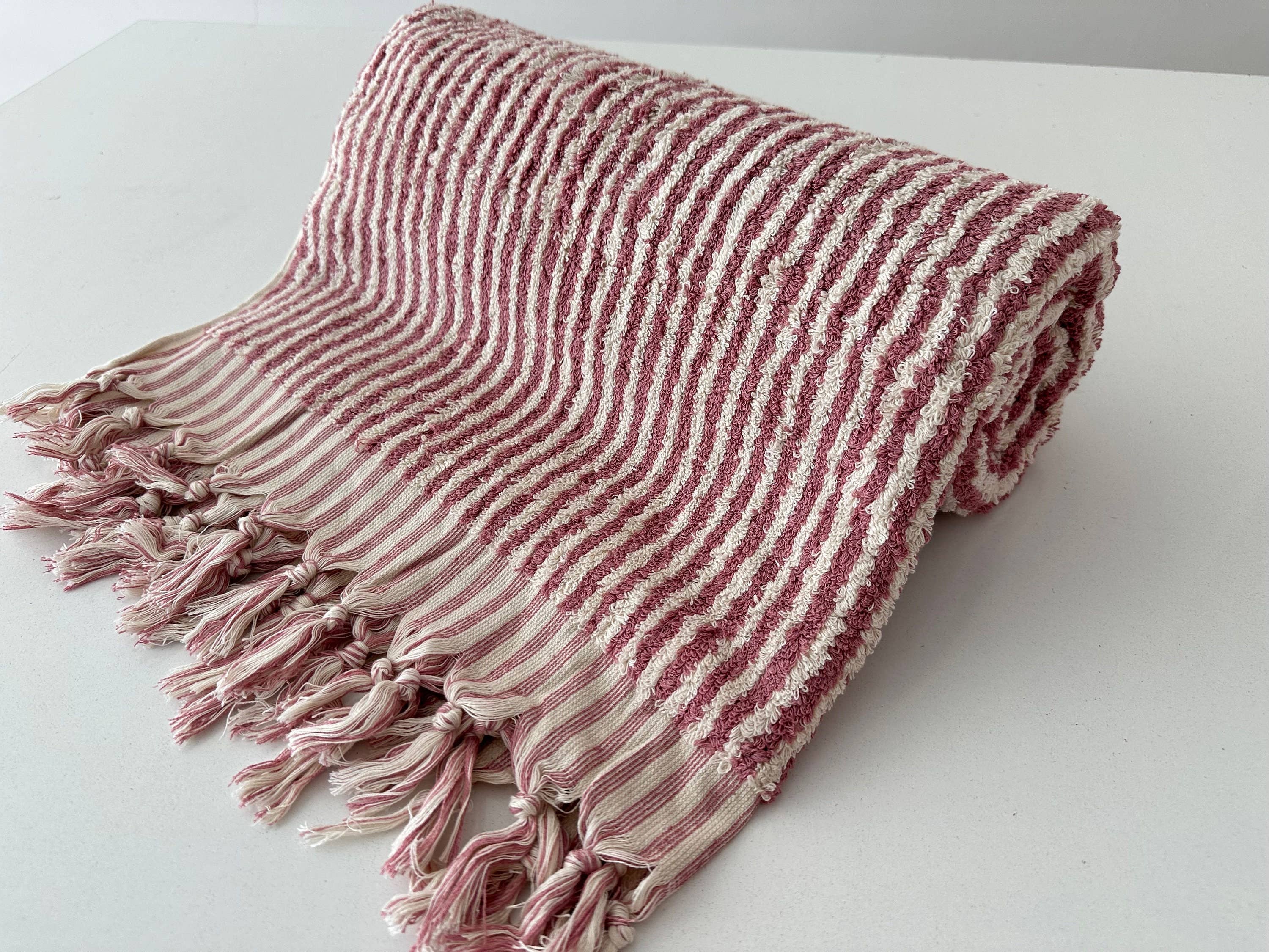 Bath Towel 36x 70, Beach Towel, Soft Thick Towel, Bathroom Bath Towel 36x 70, Beach Towel, Soft Thick Towel, Organic, Bathroom Stripes - Rose