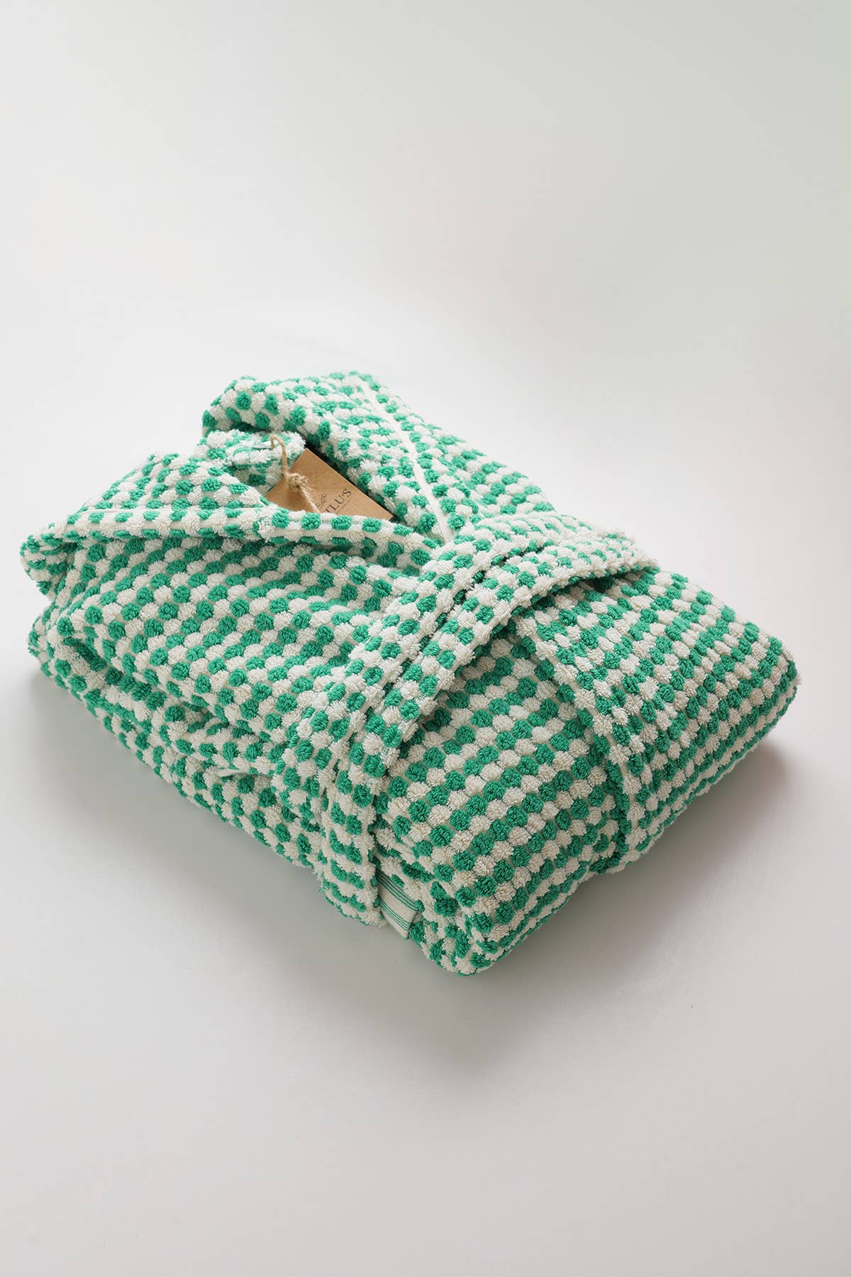 Unique 100% Cotton Pockets Bathrobe, Bubble Handwoven Robe: Dried Rose / L-XL