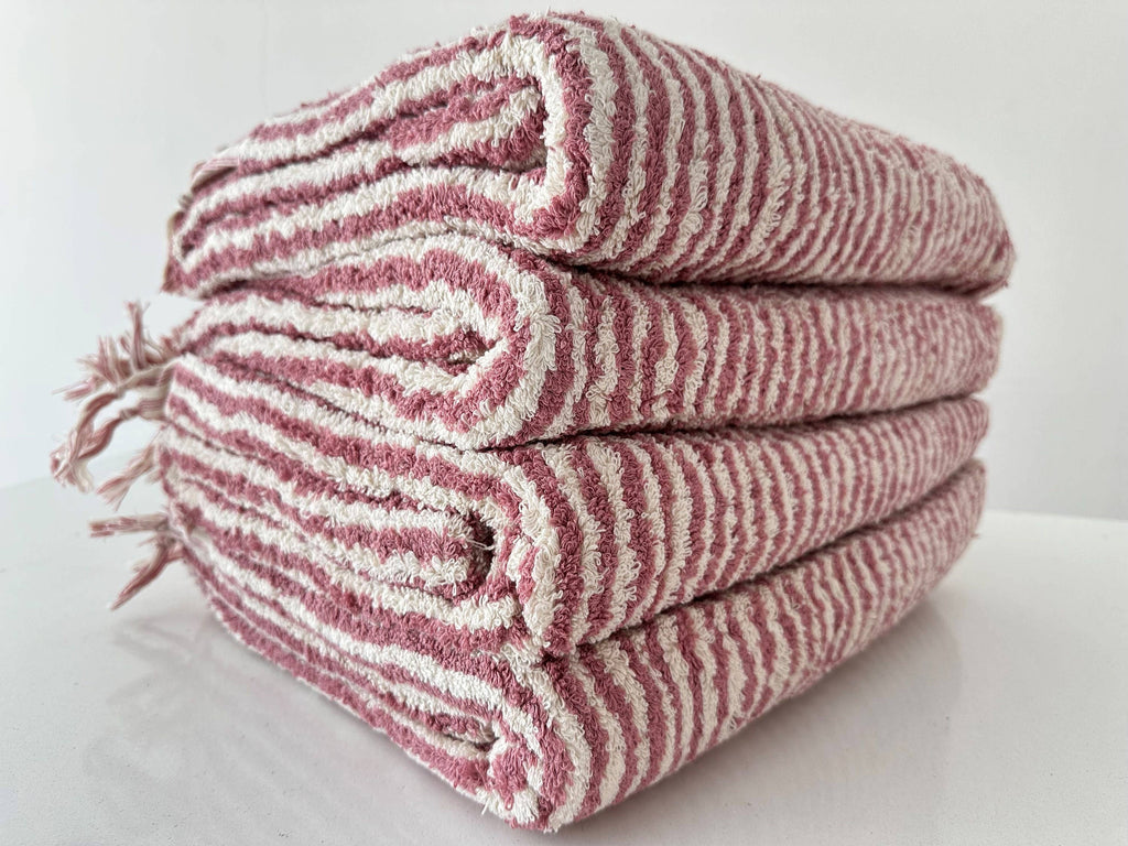 Bath Towel 36x 70, Beach Towel, Soft Thick Towel, Bathroom Bath Towel 36x 70, Beach Towel, Soft Thick Towel, Organic, Bathroom Stripes - Rose