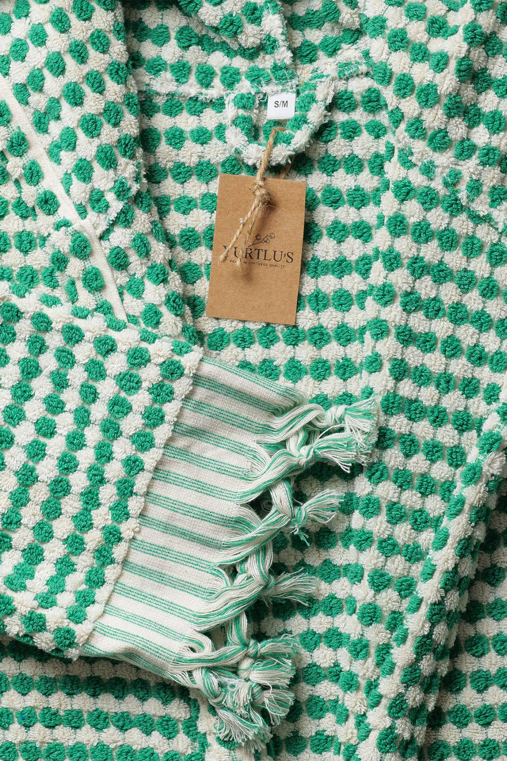 Unique 100% Cotton Pockets Bathrobe, Bubble Handwoven Robe: Dried Rose / L-XL