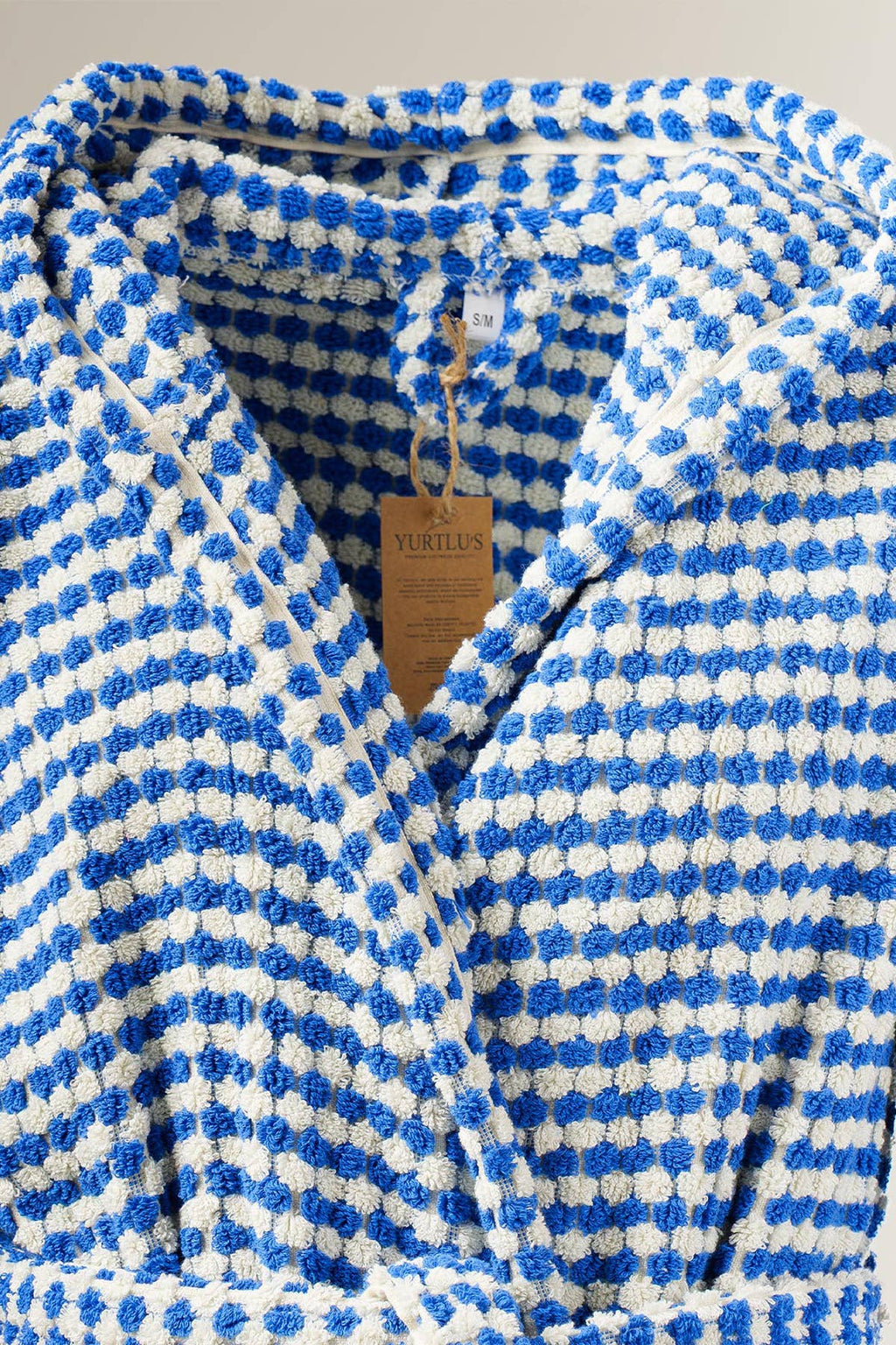 Unique 100% Cotton Pockets Bathrobe, Bubble Handwoven Robe: Dried Rose / L-XL