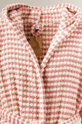 Unique 100% Cotton Pockets Bathrobe, Bubble Handwoven Robe: Dried Rose / L-XL