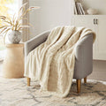 Oversized Textured Faux Fur Heated Throw Blanket: Ivory