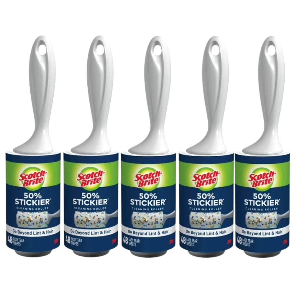 Scotch-Brite 50% Stickier Cleaning Lint Roller, Pack of 5