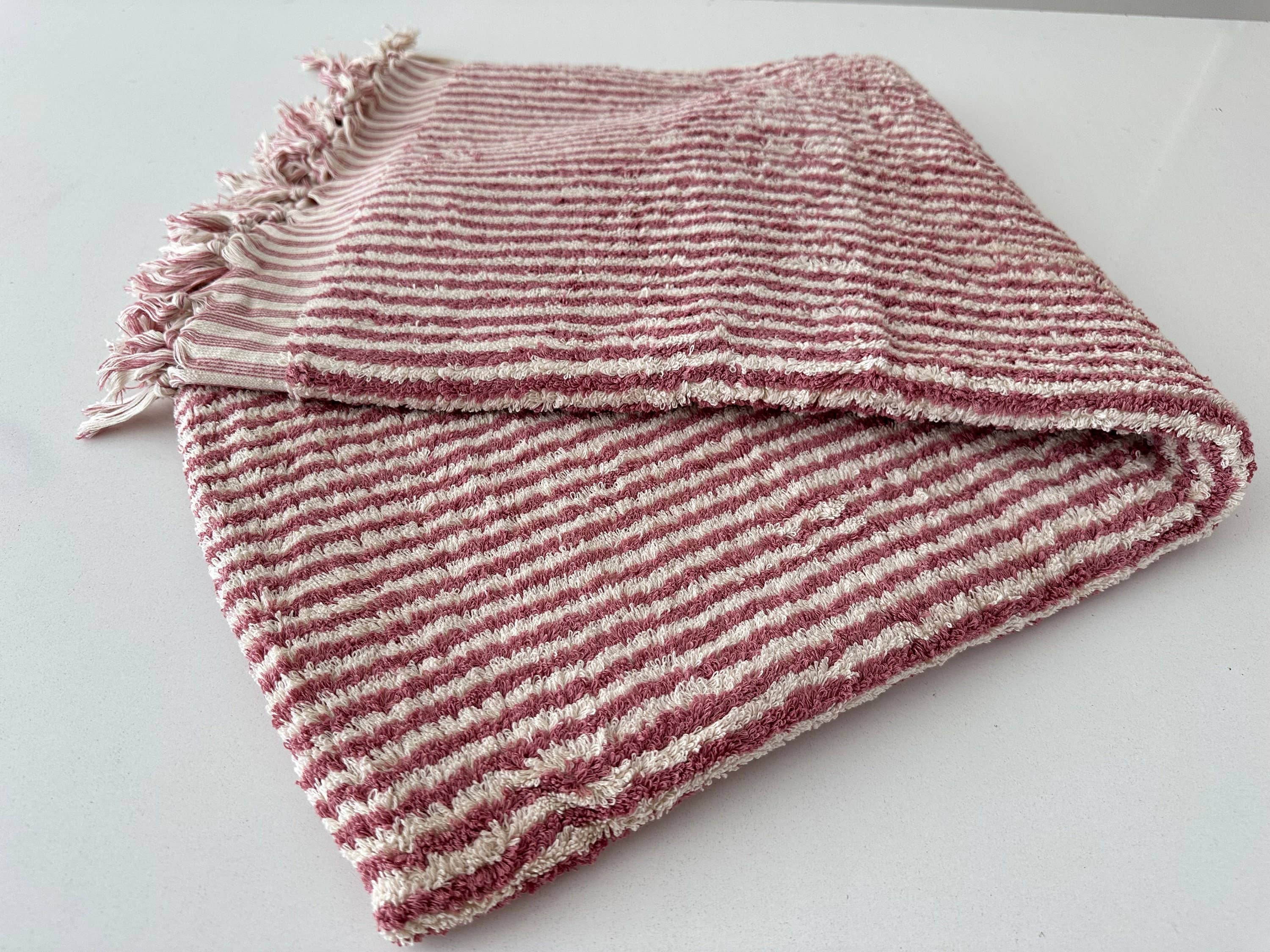 Bath Towel 36x 70, Beach Towel, Soft Thick Towel, Bathroom Bath Towel 36x 70, Beach Towel, Soft Thick Towel, Organic, Bathroom Stripes - Rose