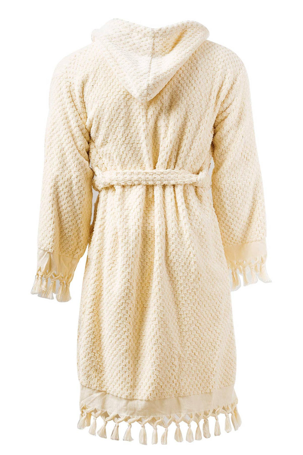 Unique 100% Cotton Pockets Bathrobe, Bubble Handwoven Robe: Dried Rose / L-XL