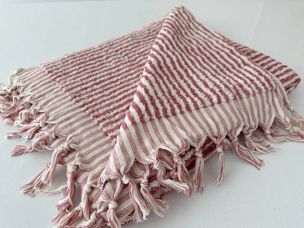 Bath Towel 36x 70, Beach Towel, Soft Thick Towel, Bathroom Bath Towel 36x 70, Beach Towel, Soft Thick Towel, Organic, Bathroom Stripes - Rose