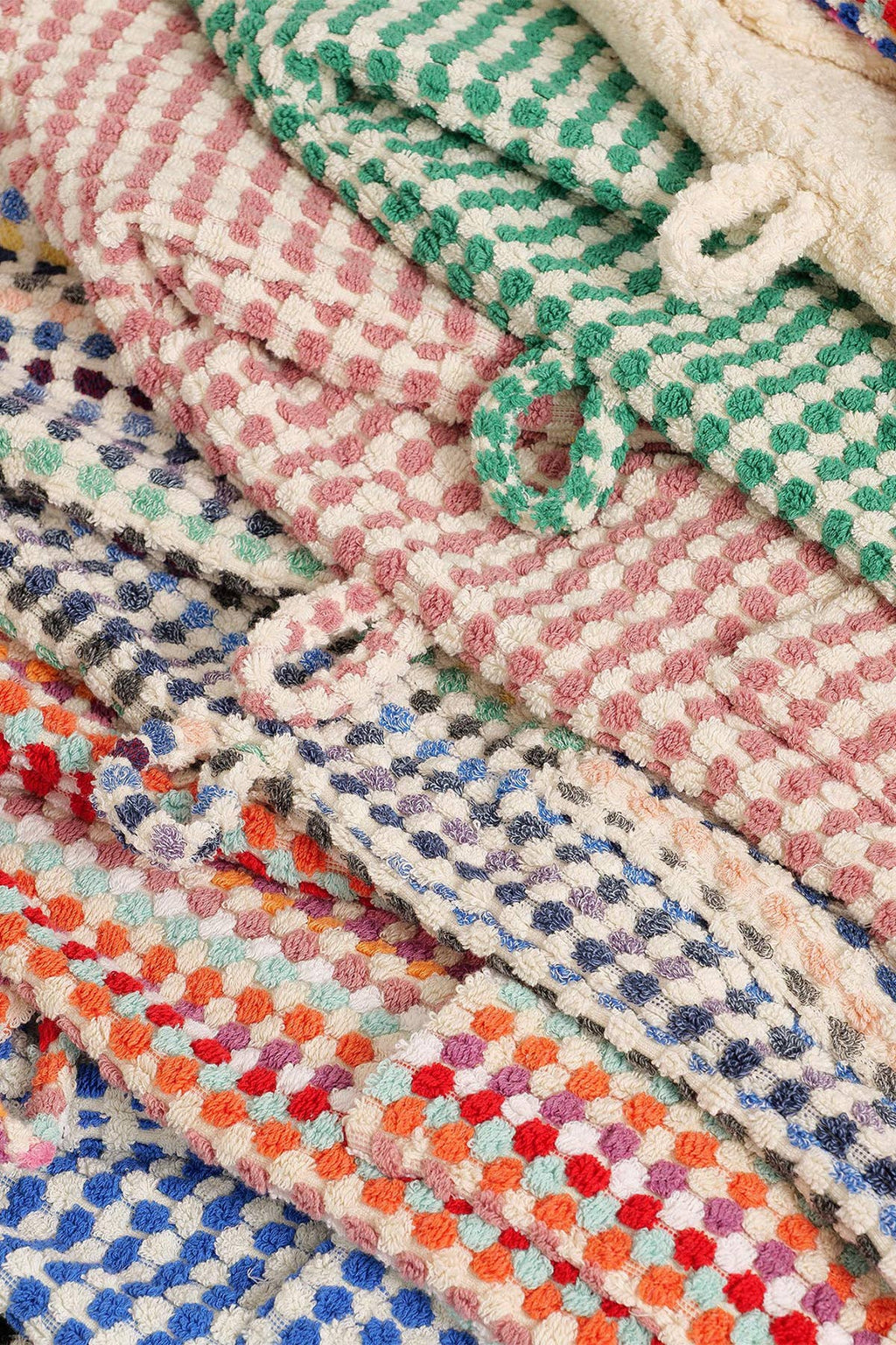Unique 100% Cotton Pockets Bathrobe, Bubble Handwoven Robe: Dried Rose / L-XL