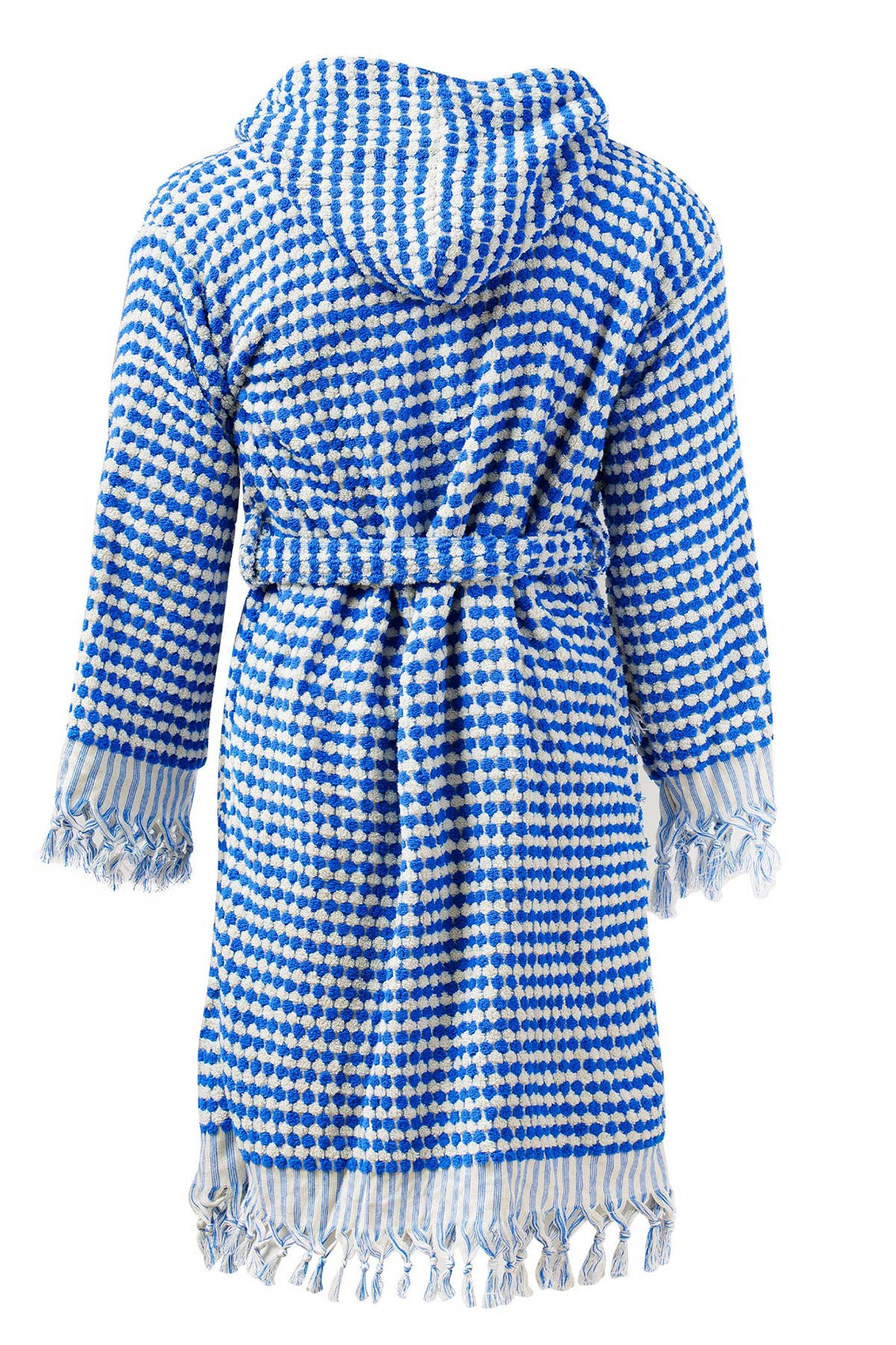 Unique 100% Cotton Pockets Bathrobe, Bubble Handwoven Robe: Dried Rose / L-XL